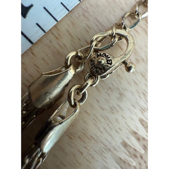 Monet Vintage Gold-Tone Multi-Strand Necklace With Red & Turquoise Cabochon Ston - Picture 7 of 8